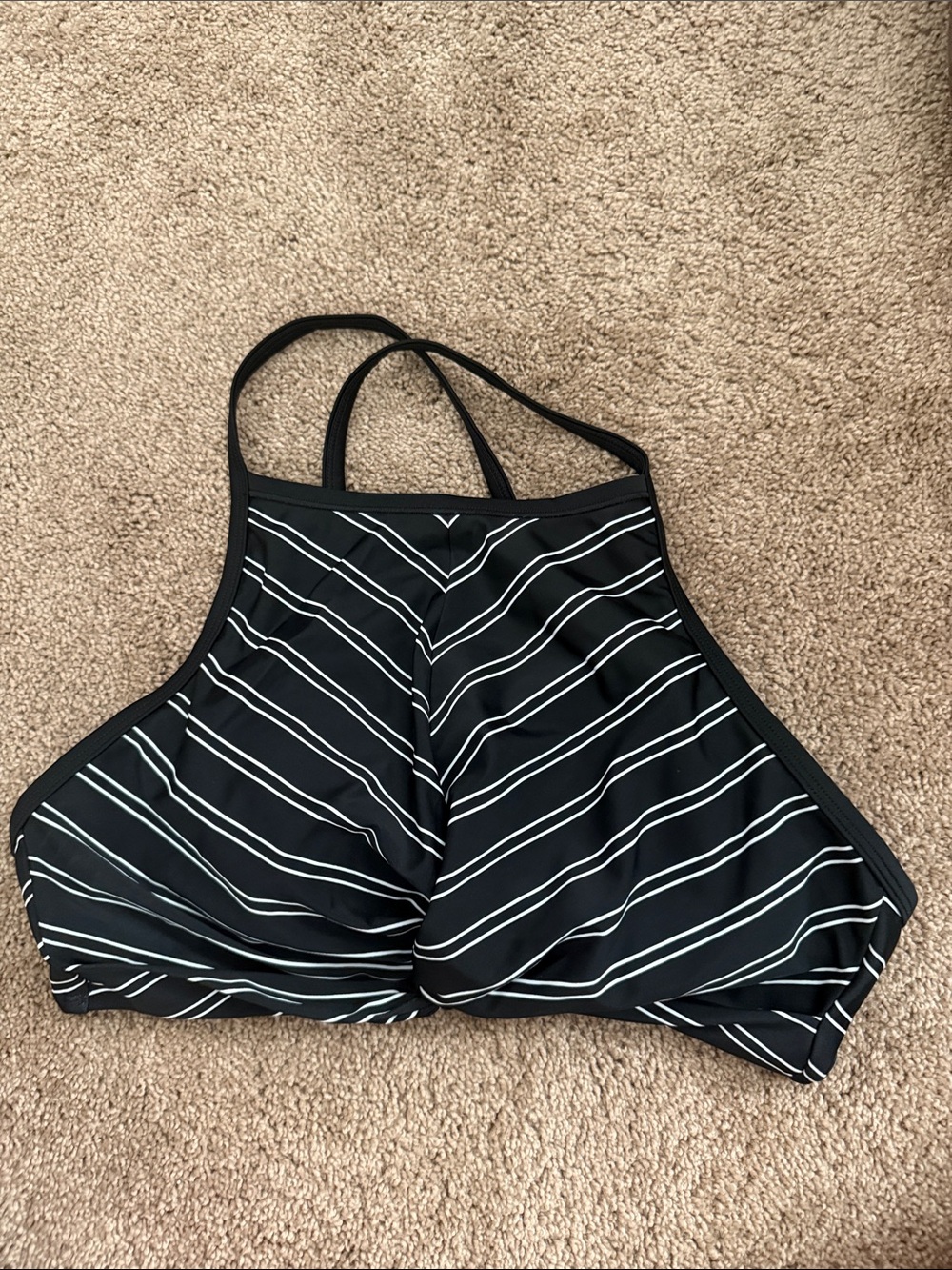 New w/o tags- Black & White  High Neck Swim Top -sz large